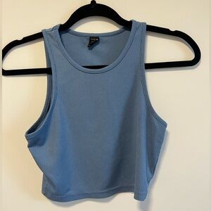 🔥SHEIN Sky Blue Ribbed Crop Top